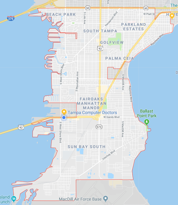 South Tampa Computer Repair near me tampa map